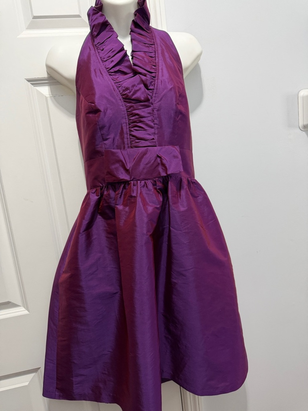 ALFRED SUNG Vibrant Purple Ruffle Mini Dress size 6